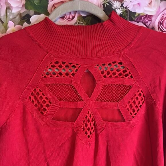 NWT CYRUS KNITS CUTOUT KNIT & Mesh Snowflake Front, Longsleeve Sweater S - Picture 2 of 9